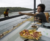 Jacque and a Rainbow Lorikeet at Lake Conjola