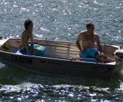 Jarrid and Jacque towing Lisa behind the boat