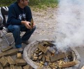 Jarrid getting the fire started at Mimosa Rocks National Park