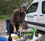 Jacque working on a salad in Mimosa Rocks National Park