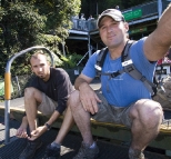 Sam and Jarrid checking for leeches at the Scenic Railway