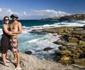 Sam and Lisa near Tamarama Beach on the walk between Bondi and Bronte