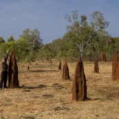 Lisa in a termite mound field in Mataranka