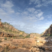 Walking between Katherine Gorge\'s first and second gorges