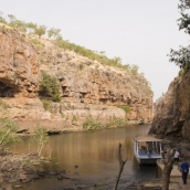 Walking between Katherine Gorge's third and second  gorges