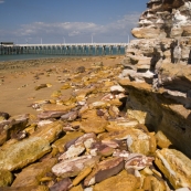 Colorful rocks along the beach at Mandorah