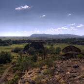 Looking out from the top of the sandstone escarpment at Ubirr into Arnhem Land
