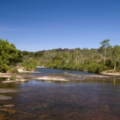 One of the swimming pools at the top of Twin Falls