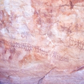 The Aboriginal art along the cliffs of Joe's Creek Walk in Gregory National Park