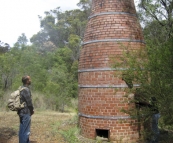 Sam at a historical chimney in the bush near the town of Margaret River