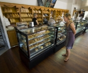 Lisa perusing the selection at the Bindoon Bakehouse