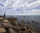 Sergey on the rocks at Bunker Bay