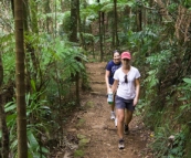 Lamington National Park: Lisa and Gina at the end of our roughly 17 kilometer hike through the rainforest