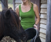 Branell Homestead: feeding Angel the miniature pony