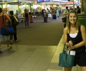 Lisa excited at the Brisbane airport