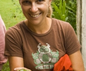 Lisa with a Green Tree Frog