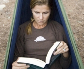 Lisa enjoying the hammock at Inskip