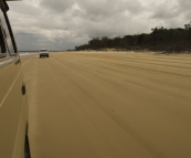 Looking back at Bessie as we round Fraser Island's Hook Point