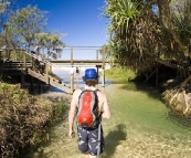 Chris wading the stunning waters of Eli Creek