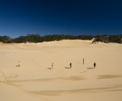 Lisa, Chris, Sarah and James on the vast expanse of the Wungul Sandblow