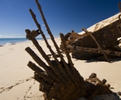 Remnants of vehicles at Sandy Cape