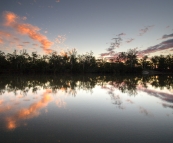 Ssunset on the banks of the Dawson River near Moura