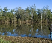 Chris in the early morning light on the banks of the Dawson River near Moura