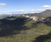 Panoramic of Carnarvon Gorge\'s entrance from Boolimba Bluff