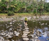 Lisa crossing Carnarvon Creek