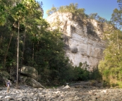 Chris negotiating the rocky creek bed of Carnarvon Gorge