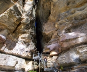 Chris and Lisa climbing into The Amphitheatre