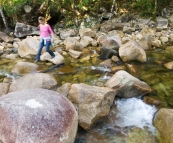 Lisa negotiating one of the creek crossings along Finch Hatton Gorge