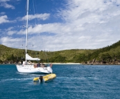 A yacht in for lunch at Border Island