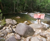 Lisa ready for a swim at our campsite next to Muray Falls