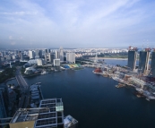 View of downtown Singapore from Raffles Quay