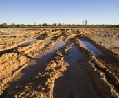 The parking lot on Wednesday morning at the Innamincka Hotel