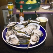 Oysters at John\'s house for dinner