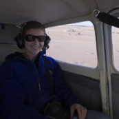 Lisa in the back for the flight over Lake Eyre