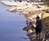 Sam fishing on Lake King William