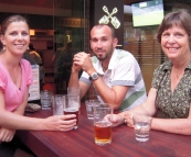 Lisa, Sam and Carol at the James Squire pub in Hobart