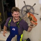 Russel holding a Giant Crab