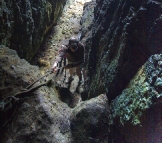 Greg entering the cave at Seal Rocks