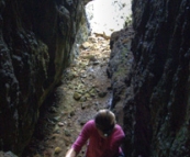 Lisa entering the cave at Seal Rocks
