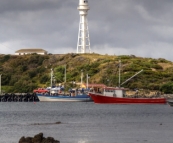 Currie harbour and the lighthouse