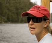 Lisa on Arcadia II on the Pieman River