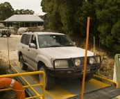 Crossing the Pieman River on Fatman Barge