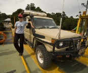 Crossing the Pieman River on Fatman Barge