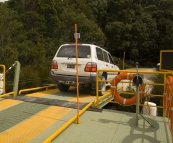 Crossing the Pieman River on Fatman Barge