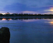 Sunset over the lagoon in front of our campsite in Coles Bay (all credit to Lisa on this one...)