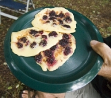 Blackberry pancakes for breakfast at Lilydale Falls